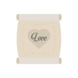 Cuore del messaggio della pergamena di amore Fotografie Stock Cuore del messaggio della pergamena di amore Fotografie Stock