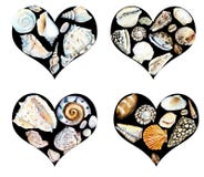 Cuore delle conchiglie Illustrazione disegnata a mano dell'acquerello royalty illustrazione gratis Cuore delle conchiglie Illustrazione disegnata a mano dell'acquerello royalty illustrazione gratis