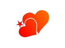 Cuore rosso arancio delle stelle rosse di amore isolato su fondo bianco romanzesco illustrazione vettoriale Cuore rosso arancio delle stelle rosse di amore isolato su fondo bianco romanzesco illustrazione vettoriale