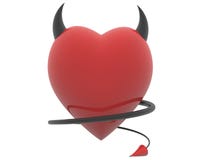 Cuore rosso del diavolo con i corni e la coda Immagini Stock Cuore rosso del diavolo con i corni e la coda Immagini Stock