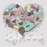 Cuore sveglio dai dolci. illustrazione di stock Cuore sveglio dai dolci. illustrazione di stock