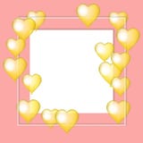 Cuori dorati del pallone su fondo rosa Collage dei cuori della carta di vettore del biglietto di S. Valentino Nozze, anniversario Immagini Stock Libere da Diritti Cuori dorati del pallone su fondo rosa Collage dei cuori della carta di vettore del biglietto di S. Valentino Nozze, anniversario Immagini Stock Libere da Diritti