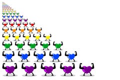 Cuori sani variopinti che marciano e che sfoggiano nelle file Colori dell'arcobaleno di LGBT isolati su fondo trasparente bianco illustrazione di stock Cuori sani variopinti che marciano e che sfoggiano nelle file Colori dell'arcobaleno di LGBT isolati su fondo trasparente bianco illustrazione di stock