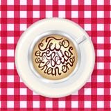 Cup of Coffee. Mockup Template with Lettering royalty free illustration Cup of Coffee. Mockup Template with Lettering royalty free illustration