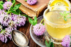 Summer herbal tea with clover. Cup of herbal tea made of wild clover.Herbal tea Stock Photos Summer herbal tea with clover. Cup of herbal tea made of wild clover.Herbal tea Stock Photos