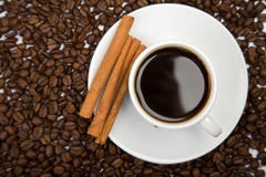 Cup Of Coffee And Coffee Beans Royalty Free Stock Photo