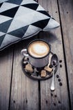 Cup Of Coffee And Pillow On Wooden Floor Royalty Free Stock Photos Cup Of Coffee And Pillow On Wooden Floor Royalty Free Stock Photos