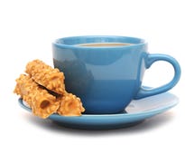 Cup Of Coffee With Milk And Cookies Stock Images