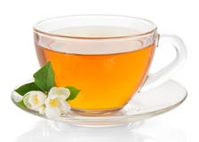 Cup Of Tea With A Saucer And The Jasmine Flower Royalty Free Stock Photos Cup Of Tea With A Saucer And The Jasmine Flower Royalty Free Stock Photos