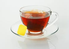 Cup With Tea And Teabag Stock Photos