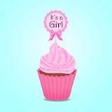 Cupcake, πρόσκληση ντους μωρών, κορίτσι, κάρτα διανυσματική απεικόνιση Cupcake, πρόσκληση ντους μωρών, κορίτσι, κάρτα διανυσματική απεικόνιση