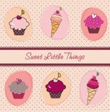 Cupcakes And Ice-creams Card Stock Images