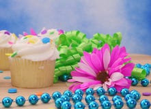 Cupcakes With Flower Stock Image
