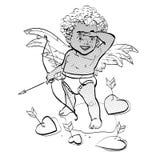 Cupido pequeno engraçado que visa alguém Dia do `s do Valentim ilustração do vetor Cupido pequeno engraçado que visa alguém Dia do `s do Valentim ilustração do vetor