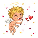 Cupidon mignon Excellente carte cadeaux pour la Saint-Valentin illustration de vecteur Cupidon mignon Excellente carte cadeaux pour la Saint-Valentin illustration de vecteur
