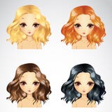Curly Fluffy Hairstyle Set stock illustration Curly Fluffy Hairstyle Set stock illustration