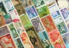 Currencies From Around The World, Paper Banknotes. Royalty Free Stock Images