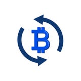 Currency exchange simple icon. Money Transfer sign. Bitcoin in rotation arrow symbol. Quality design elements. stock illustration Currency exchange simple icon. Money Transfer sign. Bitcoin in rotation arrow symbol. Quality design elements. stock illustration