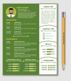 Curriculum vitae y plantilla del CV con diseño minimalista agradable y el lápiz realista libre illustration Curriculum vitae y plantilla del CV con diseño minimalista agradable y el lápiz realista libre illustration