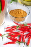Curry Ingredients On White Wooden Board Royalty Free Stock Photography Curry Ingredients On White Wooden Board Royalty Free Stock Photography