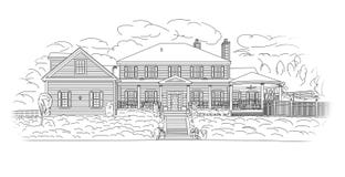 Custom Black House Facade Drawing on White stock illustration Custom Black House Facade Drawing on White stock illustration