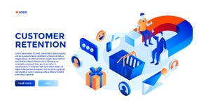 Customer attraction concept background, isometric style royalty free illustration Customer attraction concept background, isometric style royalty free illustration