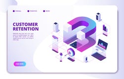 Customer retention isometric landing page. Client loyalty sale branding marketing, relationship. Attractive business royalty free illustration Customer retention isometric landing page. Client loyalty sale branding marketing, relationship. Attractive business royalty free illustration
