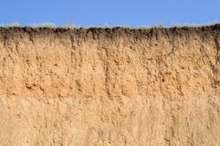 Cut Of Soil With Different Layers, Grass And Sky Stock Photo Cut Of Soil With Different Layers, Grass And Sky Stock Photo