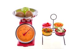 Cut Vegetables In Bowls Fruit On Kitchen Scales Royalty Free Stock Photos Cut Vegetables In Bowls Fruit On Kitchen Scales Royalty Free Stock Photos