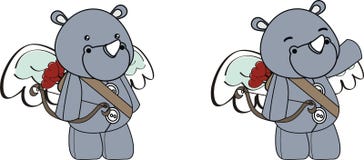 Cute angel rhino cupid cartoon set Stock Photography Cute angel rhino cupid cartoon set Stock Photography