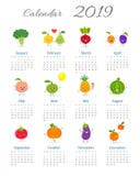 Cute annual calendar 2019 vector illustration Cute annual calendar 2019 vector illustration