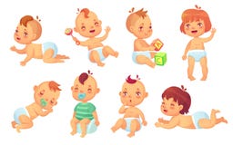 Cute baby. Happy cartoon babies, smiling and laughing toddler isolated vector character set vector illustration Cute baby. Happy cartoon babies, smiling and laughing toddler isolated vector character set vector illustration