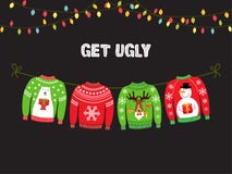 Cute Banner For Ugly Sweater Christmas Party Stock Photography Cute Banner For Ugly Sweater Christmas Party Stock Photography
