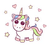 Cute Birthday invitation with unicorn stock illustration Cute Birthday invitation with unicorn stock illustration