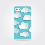 Cute Blue Clouds Collection Illustration On Phone Case Back Royalty Free Stock Photography Cute Blue Clouds Collection Illustration On Phone Case Back Royalty Free Stock Photography