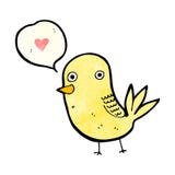 Cute Cartoon Bird With Love Heart And Speech Bubble Stock Image