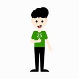 Cute cartoon boy in a green color T-shirt showing OK sign. Vector illustration royalty free illustration Cute cartoon boy in a green color T-shirt showing OK sign. Vector illustration royalty free illustration