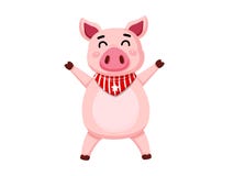 Cute Cartoon Fat Pig Characters Isolated On White Background. Vector Illustration Cartoon Style Royalty Free Stock Photos