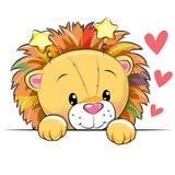 Cute Cartoon Lion With Hearts Royalty Free Stock Images Cute Cartoon Lion With Hearts Royalty Free Stock Images