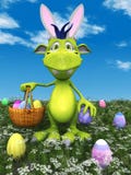 Cute Cartoon Monster With Easter Basket. Stock Image
