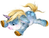 Cute cartoon unicorn watercolor illustration Royalty Free Stock Images Cute cartoon unicorn watercolor illustration Royalty Free Stock Images