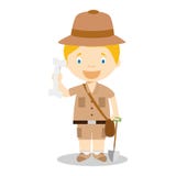 Cute cartoon vector illustration of an archaeologist Stock Images Cute cartoon vector illustration of an archaeologist Stock Images