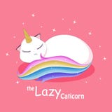Cute cat with horn unicorn and rainbow tail stock illustration Cute cat with horn unicorn and rainbow tail stock illustration