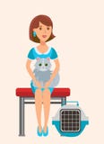Cute Cat Lover Sitting on Bench Flat Illustration vector illustration Cute Cat Lover Sitting on Bench Flat Illustration vector illustration
