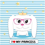Cute dog girl princess in in glasses with a crown on his head. vector illustration Cute dog girl princess in in glasses with a crown on his head. vector illustration