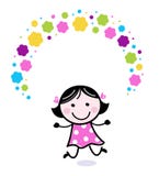 Cute doodle girl juggling with flowers vector illustration Cute doodle girl juggling with flowers vector illustration