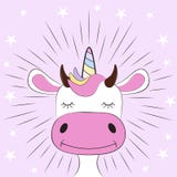 Cute fantasy cow unicorn. Sweet kids graphics for t-shirts. Royalty Free Stock Image Cute fantasy cow unicorn. Sweet kids graphics for t-shirts. Royalty Free Stock Image