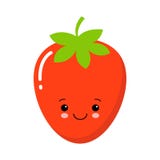 Cute Garden strawberry fruit or strawberries flat color vector icon. vector illustration Cute Garden strawberry fruit or strawberries flat color vector icon. vector illustration