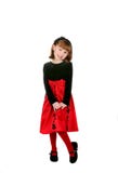 Cute Girl In Red Holiday Dress Stock Photos