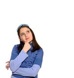 Cute Girl In Thinking Pose Royalty Free Stock Photo